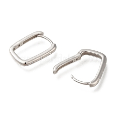 925スターリングシルバーフープピアス  長方形  プラチナ  16.5x12x2.5mm&nbsp;STER-M018-09P
