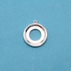 真鍮製カボションセッティングペンダント  フラットラウンド  銀  トレイ：12.3mm  18x16x2.5mm  穴：0.8mm&nbsp;KK-TAC0014-04A-S