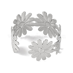 Flower 304 Stainless Steel Bangles for Women&nbsp;BJEW-B104-08P