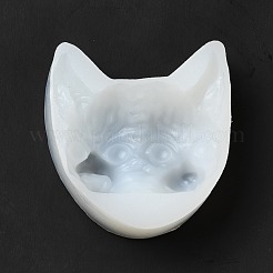 ハロウィーンダブルデビル猫ヘッド diy ローソク足シリコン金型  レジン型  UVレジン用  エポキシ樹脂工芸品作り  ホワイト  74x72x27mm  内径：43x69mm&nbsp;SIMO-B002-14