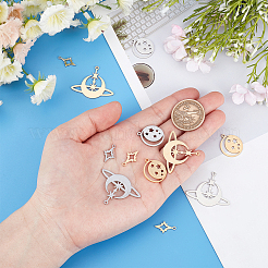 12Pcs 3 Style 201 Stainless Steel Pendants&nbsp;STAS-DC0003-07