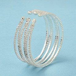 Iron Alloy Rhinestone Cuff Bangles&nbsp;BJEW-B052-01S