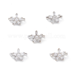 Rack Plating Brass Pave Clear Cubic Zirconia Flower Slide Charms&nbsp;KK-G464-01P