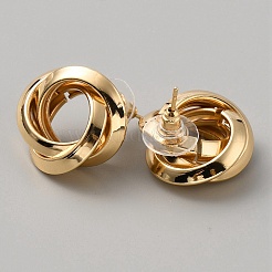 女性用アイアンツイストノットスタッドピアス  ゴールドカラー  21mm&nbsp;EJEW-WH0004-106D