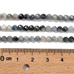 天然石アクアマリンビーズ連売り  多面カット  ラウンド  4mm  穴：0.7mm  約114個/連  15.35''（39センチメートル）&nbsp;G-H321-A02-02