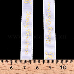 100 Yards Christmas Theme Gold Stamping Merry Christmas Polyester Printed Grosgrain Ribbons&nbsp;ORIB-TAC0006-01D