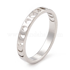Non-Tarnish 201 Stainless Steel Moon Phase Finger Ring for Women&nbsp;RJEW-A006-03P