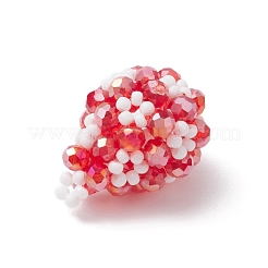 手作りのガラスシードビーズペンダント  ティアドロップチャーム  レッド  24x17mm  穴：1.3mm&nbsp;PALLOY-MZ00422-01