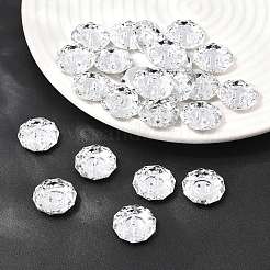 アクリルラインストーンボタン  2穴  多面カット  フラットラウンド  クリスタル  18.5x18x6.5mm  穴：1mm&nbsp;BUTT-J003-01