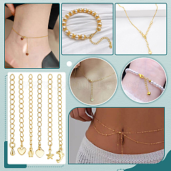 30Pcs 6 Styles Brass Ends with Chains&nbsp;FIND-PH0060-20