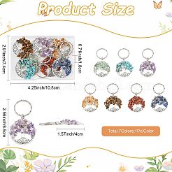 7Pcs Natural & Synthetic Gemstone Keychains&nbsp;HJEW-FS00063