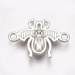 印刷された合金リンクコネクター  エナメル  蜂  プラチナ  ミックスカラー  16x22.5x2.5mm  穴：2mm&nbsp;PALLOY-S118-12