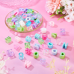 100Pcs 2 Styles UV Plating Rainbow Iridescent Acrylic Beads&nbsp;OACR-TA0004-59