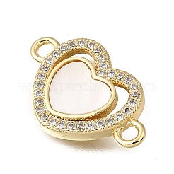 Brass Cubic Zirconia & Natural Shell Connector Charms&nbsp;KK-G602-08G