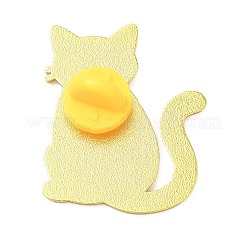 エナメルピン  バックパック服用合金ブローチ  猫の形  ゴールドカラー  カラフル  32x26mm&nbsp;JEWB-P056-02A-G