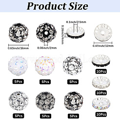 DIY 60個 9スタイル 樹脂＆真鍮ラインストーンビーズファインディングキット  ミックスカラー  12~17x4~17mm  穴：2~2.5mm&nbsp;DIY-PA0002-02