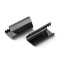 真鍮製カシメリボン止めエンドパーツ  圧着端のパーツ  ガンメタ色  15x7.5mm&nbsp;KK-WH0046-34B-B