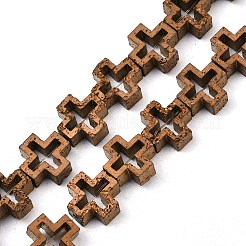 Electroplated Natural Lava Rock Beads Strands&nbsp;G-K388-02J