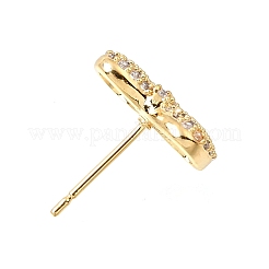 真鍮製マイクロパヴェキュービックジルコニアスタッドピアス金具（ループ付き）  蝶結び  18KGP本金メッキ  9x13mm  穴：1.6mm  ピン：0.7mm&nbsp;CU-CBA0DEA-01G