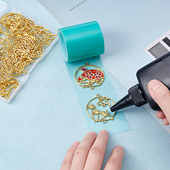 40スタイルの合金ランタンリンク2個  ツイスト長方形ペンダント付き  オープンバックベゼル  UVレジンDIY用  エポキシ樹脂  プレスジュエリー  ゴールドカラー  41~42x39x3mm  穴：2.5~3mm  20個/スタイル&nbsp;PALLOY-OC0002-90