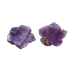 天然アメジストの彫刻ペンダント  花のチャーム  28.5x29.5x5mm  穴：1.2mm&nbsp;X-G-B097-01A-17