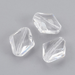 K9ガラス  模造オーストリアクリスタルビーズ  グレードAAA  多面カット  菱形  透明  14~14.5x12x5~7mm  穴：0.9~1mm&nbsp;SWAR-F080-12x14mm-01