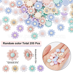不透明樹脂デコデンカボション 200 個  花  ミックスカラー  12x4mm&nbsp;RESI-SC0003-38