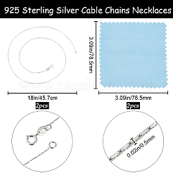 Anti-Tarnish 2Pcs Rhodium Plated 925 Sterling Silver Boston Link Chain Necklaces Set&nbsp;STER-BBC0006-13B