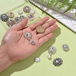 16Pcs 6 Style ABS Plastic Imitation Pearl & Alloy Cabochons&nbsp;RB-BC0001-04