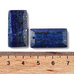 天然石ラピスラズリペンダント  ファセット長方形チャーム  25x13x4~4.5mm  穴：1mm&nbsp;G-G063-01D