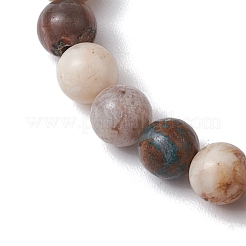 6mm ラウンド天然竹葉瑪瑙ビーズストレッチブレスレット（女性用）  内径：2-1/8インチ（5.4cm）&nbsp;BJEW-JB10660