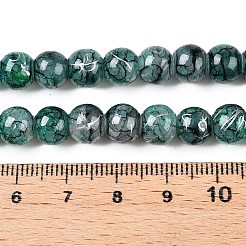 ドローベンチのクラックルガラスビーズ連売り  ロンデル  ティール  8x7mm  穴：1.2mm  約109~113個/連  30.51~31.30インチ（77.5~79.5cm）&nbsp;GLAA-N006-8mm-03