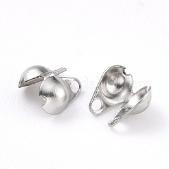 変色しにくい304ステンレススチールボールチープ  カロット終了  クラムシェルノットカバー  ステンレス鋼色  6x4mm  穴：1mm&nbsp;STAS-P126-03P