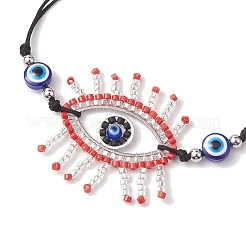 Horse Eye Glass Seed Beaded Link Bracelet Sets&nbsp;BJEW-MZ00074-01