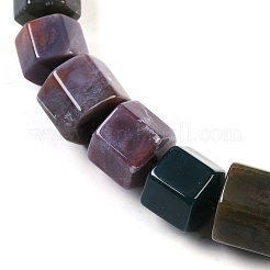 Natural Indian Agate Hexagon Prism Graduated Beaded Necklaces for Women Men&nbsp;NJEW-K388-03T