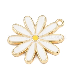 合金エナメルチャーム  花  ゴールドカラー  ホワイト  29x25x2.5mm  穴：2mm&nbsp;ENAM-H002-02G-01