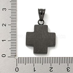 304ステンレスペンダント  エナメル  クロスチャーム  ブラック  ホワイト  22x18x3mm  穴：6x4.5mm&nbsp;STAS-C102-11EB-02