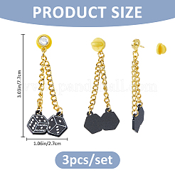 3Pcs Alloy Micro Pave Clear Cubic Zirconia Pin&nbsp;JEWB-FH0003-25C
