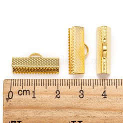 アイアン製カシメリボン止めエンドパーツ  ゴールドカラー  8x20mm  穴：2mm&nbsp;IFIN-S008-G