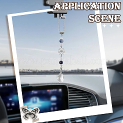 7Pcs 7 Colors Flower Alloy & Glass Teardrop Car Hanging Ornaments&nbsp;HJEW-SC0002-72