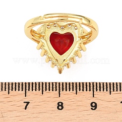 Brass Micro Pave Cubic Zirconia Adjustable Finger Rings for Women&nbsp;RJEW-K314-01G