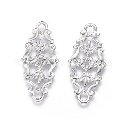 変色しない201ステンレススチールリンク  花  ステンレス鋼色  27x12x0.7mm  穴：2mm&nbsp;STAS-F231-091P