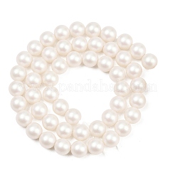 曇りガラスパールビーズ連売り  ラウンド  フローラルホワイト  8mm  穴：0.7mm  約51~52個/連  15.94~16.02''（40.5~40.7センチメートル）&nbsp;GLAA-A044-08A-01