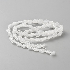 プラスチックパールレースリボン付きオーガンジーローズ  レースのトリム  洋服アクセサリー  ホワイト  1/2インチ（12mm）&nbsp;OCOR-WH0078-330B