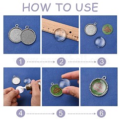 Tibetan Style Antique Silver Alloy Flat Round Pendant Cabochon Settings&nbsp;TIBEP-M022-38AS