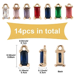 14Pcs 7 Colors Transparent Glass Charms&nbsp;GLAA-YW0004-25