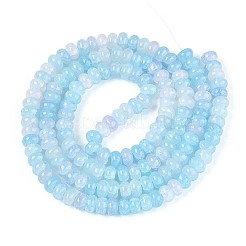 ガラスビーズ連売り  模造アクアマリン  ロンデル  染め  ライトスカイブルー  8~8.5x4.5~5mm  穴：1~1.2mm  約155~159個/連  30.12~31.30インチ（76.5~79.5cm）&nbsp;X-GLAA-N059-5x8mm-07
