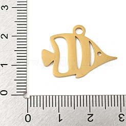 イオンプレーティング（IP）304ステンレスペンダント  レーザー切断  ゴールドカラー  海の動物の魅力  魚  18x24.5x1mm  穴：2.5mm&nbsp;STAS-B056-10G-07