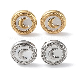 6 Pair 2 Color Crescent Moon Natural Shell Stud Earrings&nbsp;EJEW-A024-14