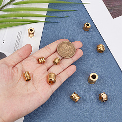 10個10スタイル304ステンレススチールビーズ  大穴ビーズ  コラム  ゴールドカラー  8~12x8~13mm  穴：4~6mm  1個/スタイル&nbsp;STAS-UN0050-22